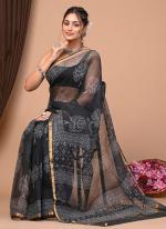 Cotton Black  Digital Printed Saree